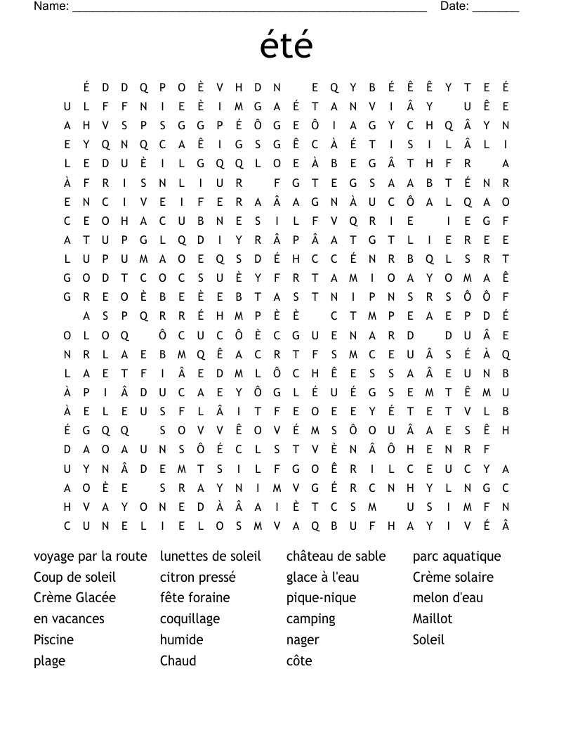 été Word Search