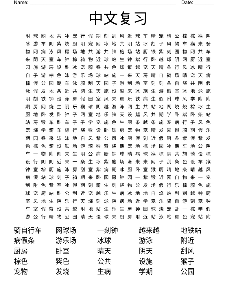 中文复习 Word Search