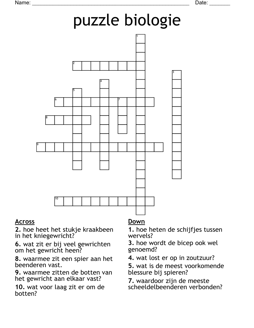 puzzle biologie Crossword