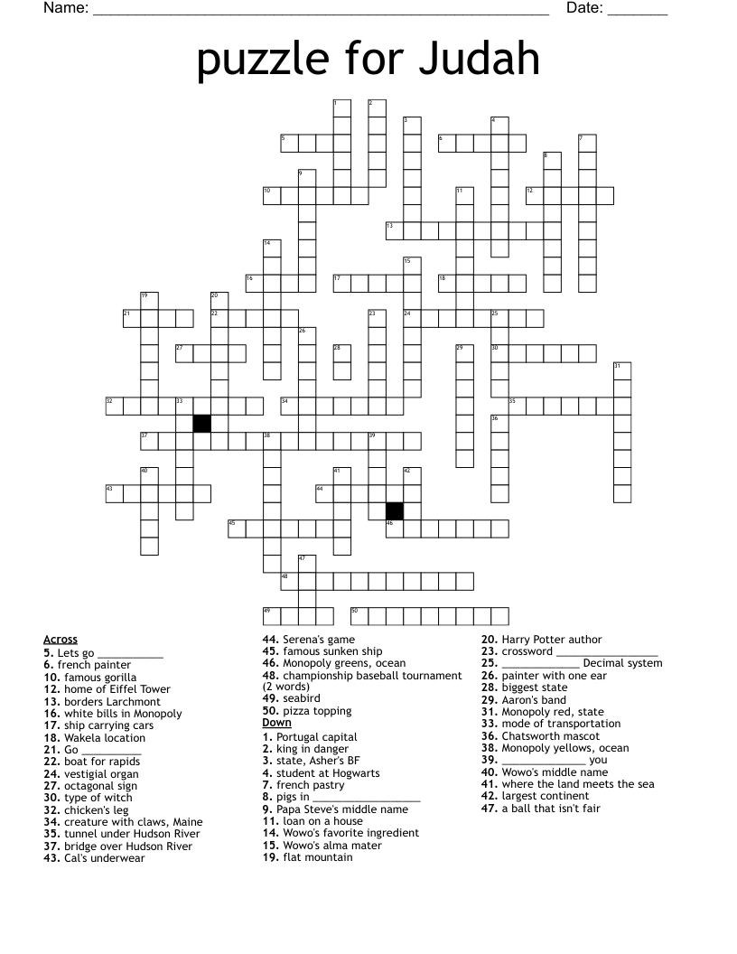 puzzle for Judah Crossword