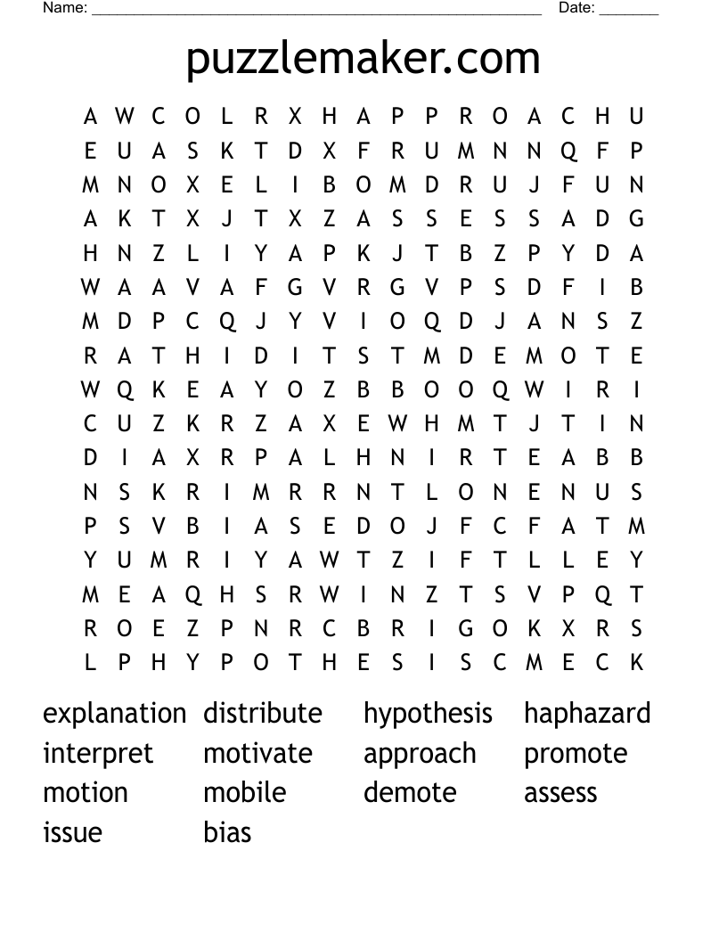 puzzlemaker.com Word Search
