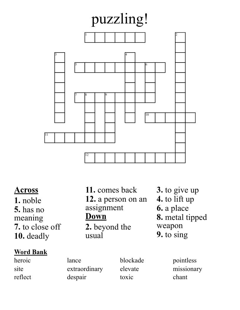 puzzling! Crossword