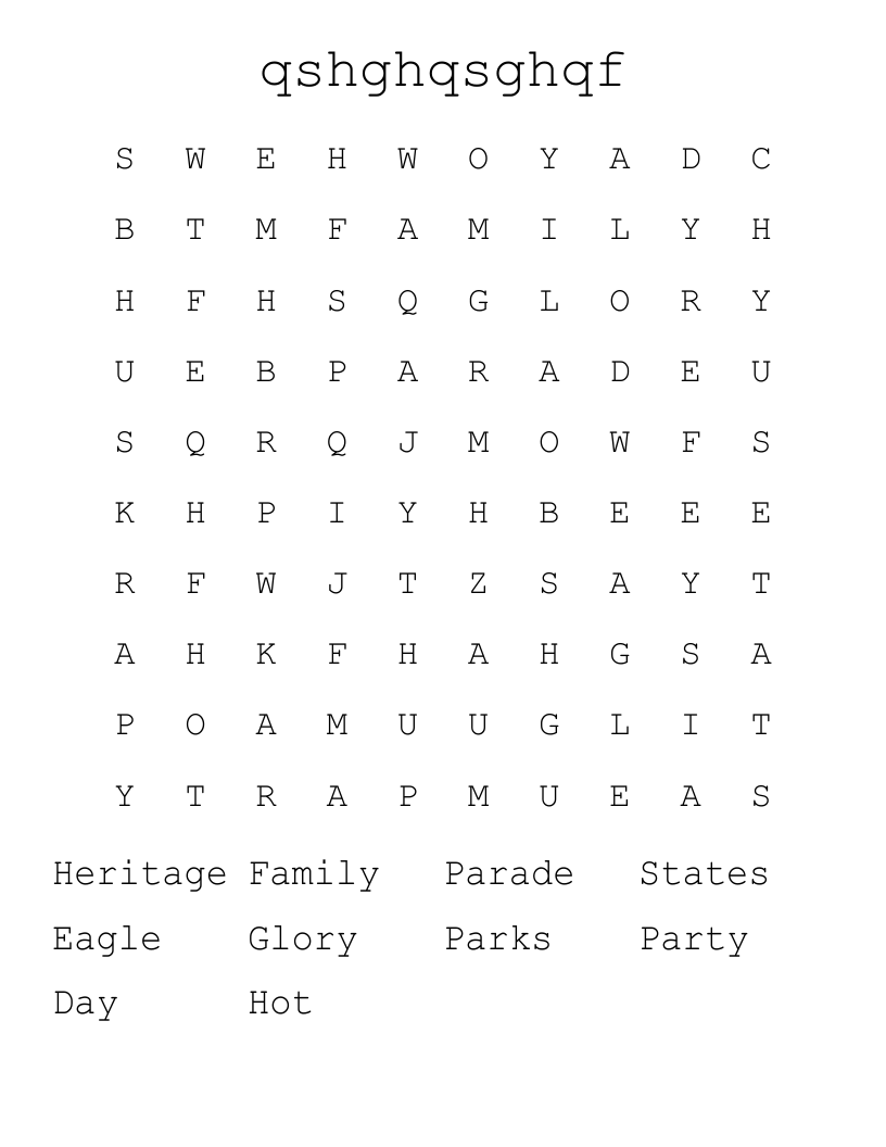 qshghqsghqf Word Search
