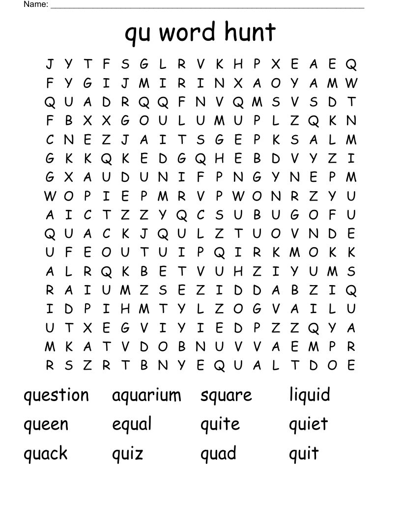qu word hunt Word Search