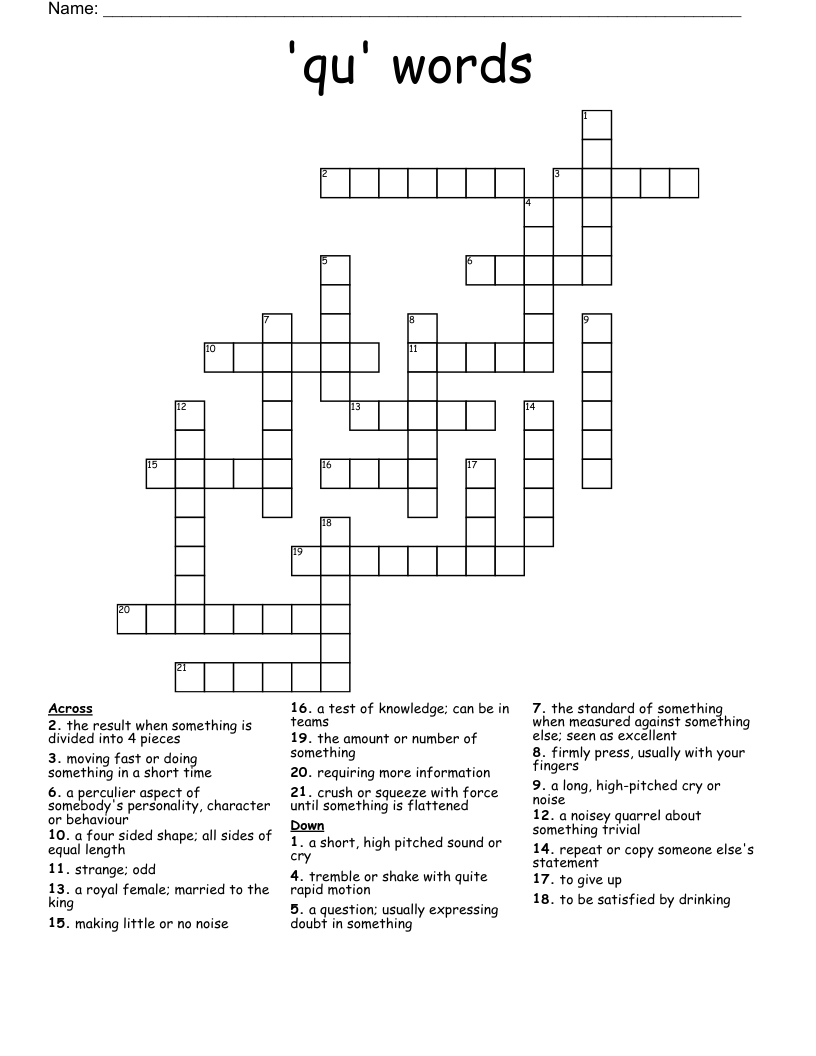 'qu' words Crossword