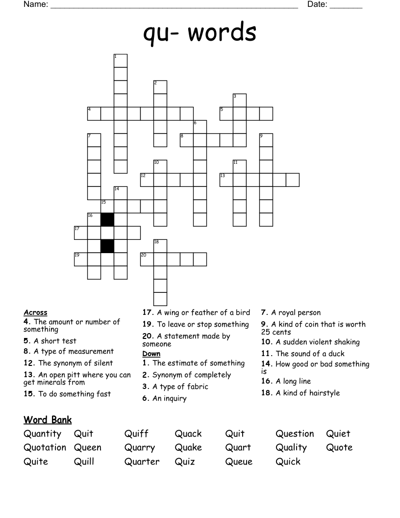 qu- words Crossword