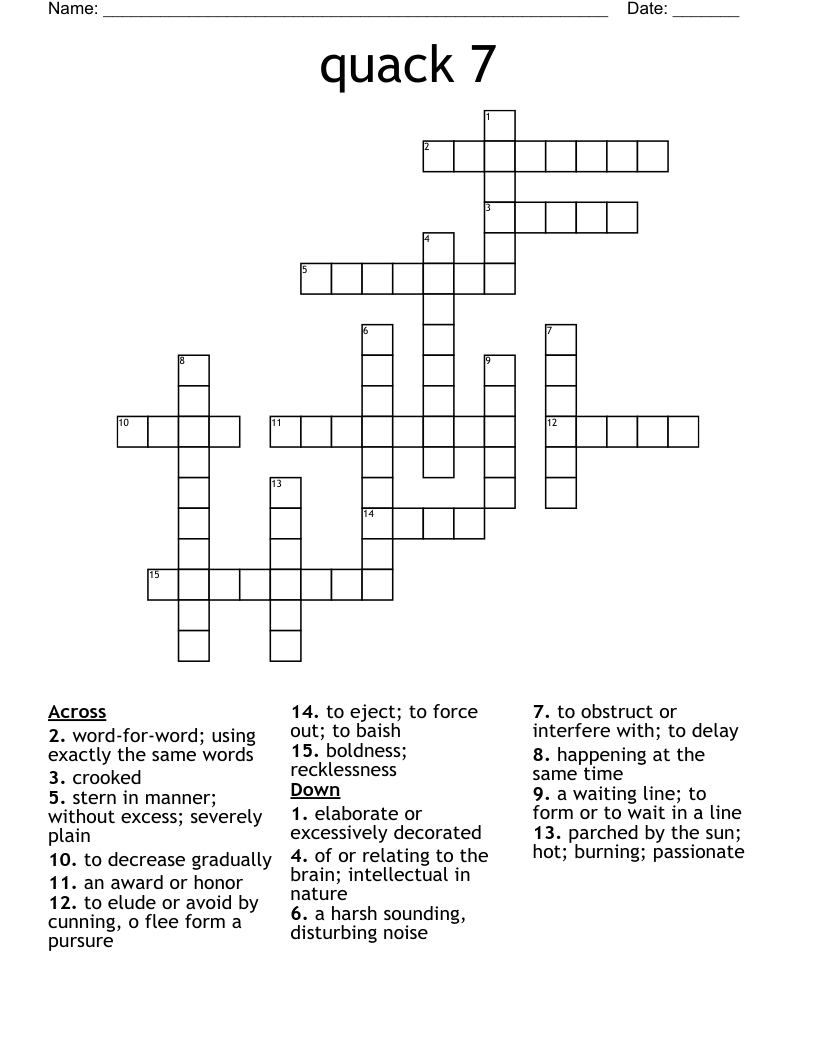 quack 7 Crossword