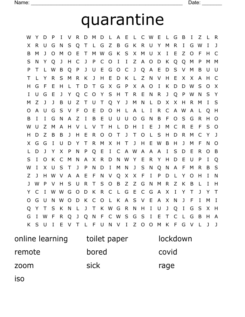quarantine  Word Search