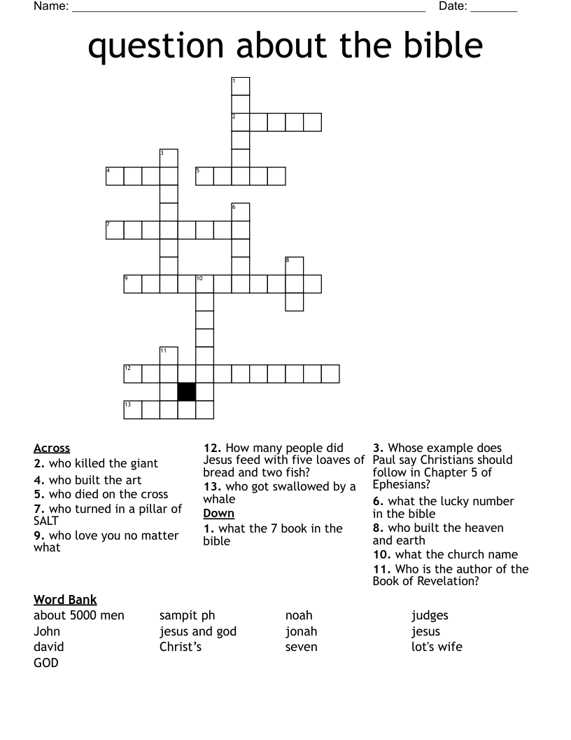 question about the bible  Crossword