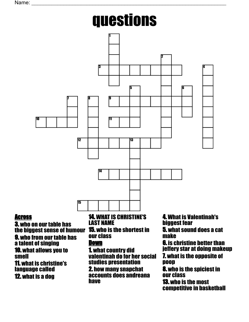 questions Crossword