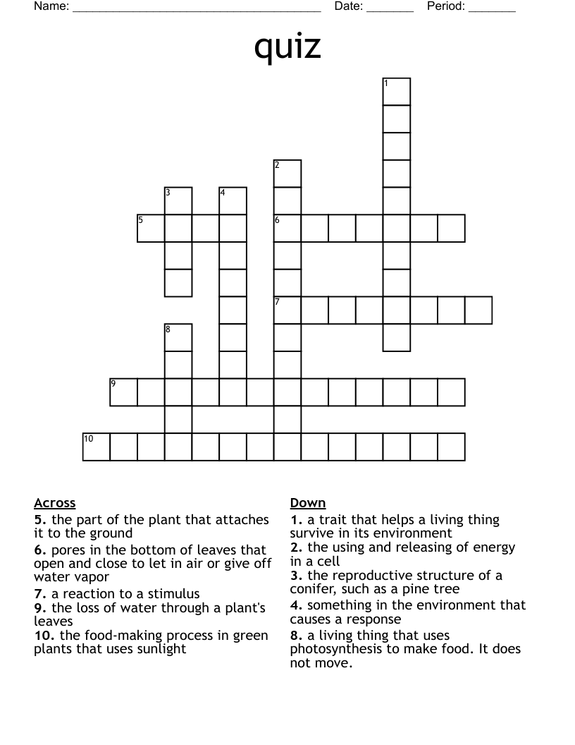 quiz Crossword