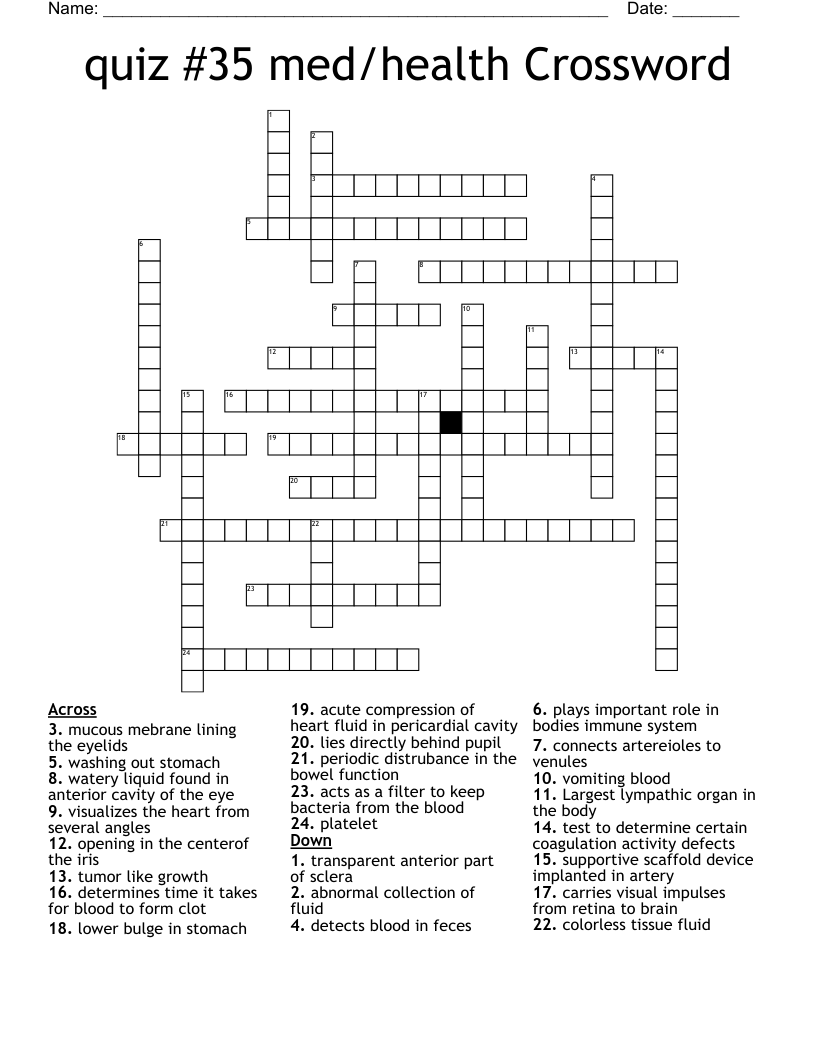 quiz #35 med/health Crossword