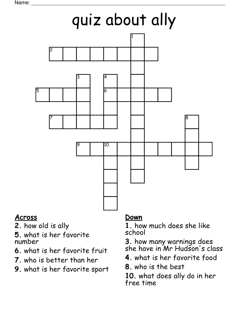 quiz about ally Crossword