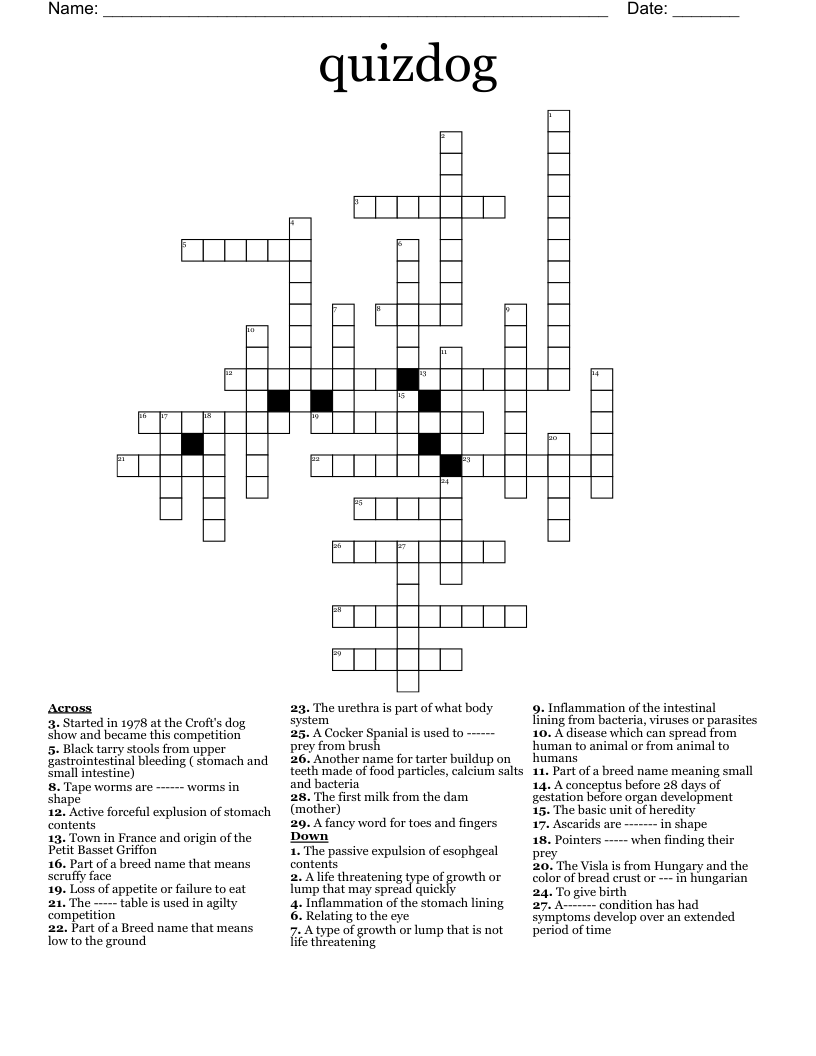 quizdog Crossword