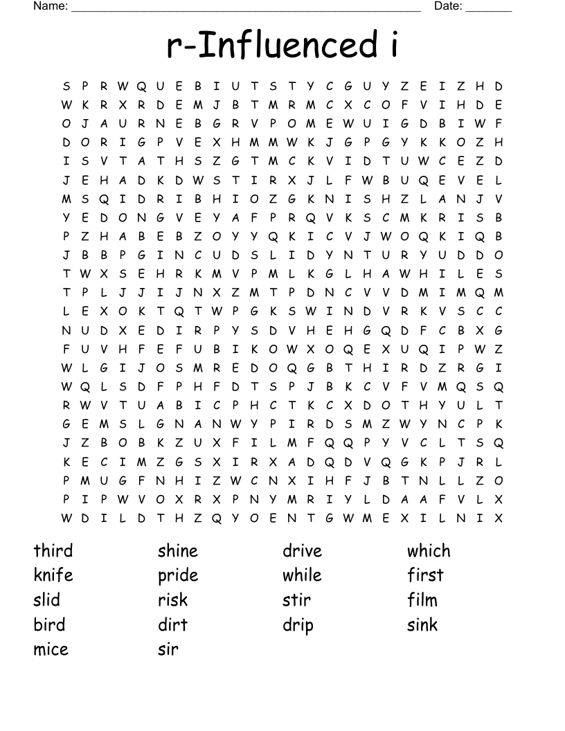 r-Influenced i Word Search