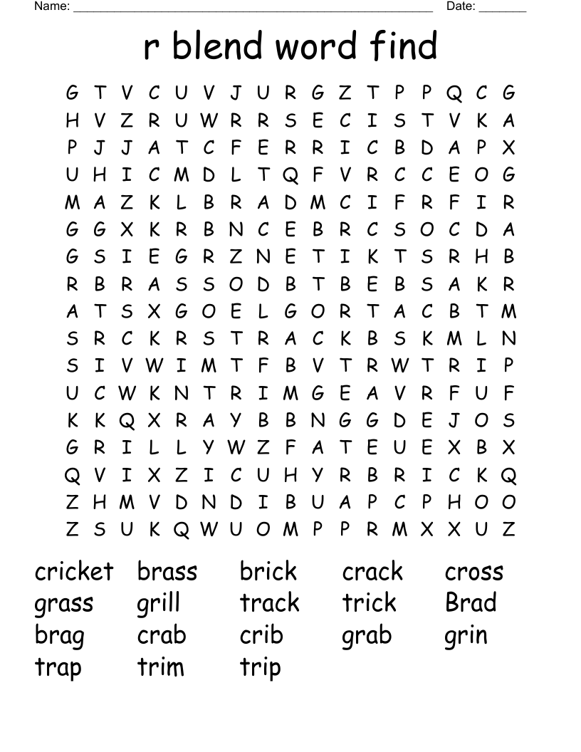 r blend word find Word Search