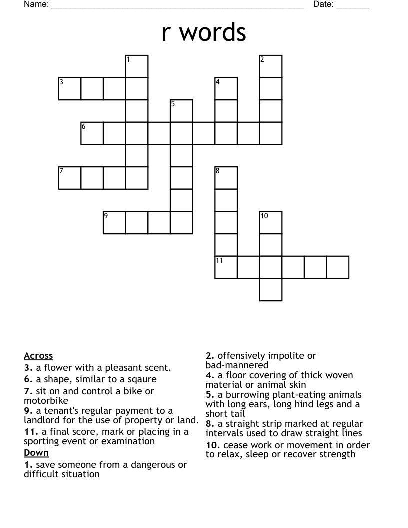 r words Crossword