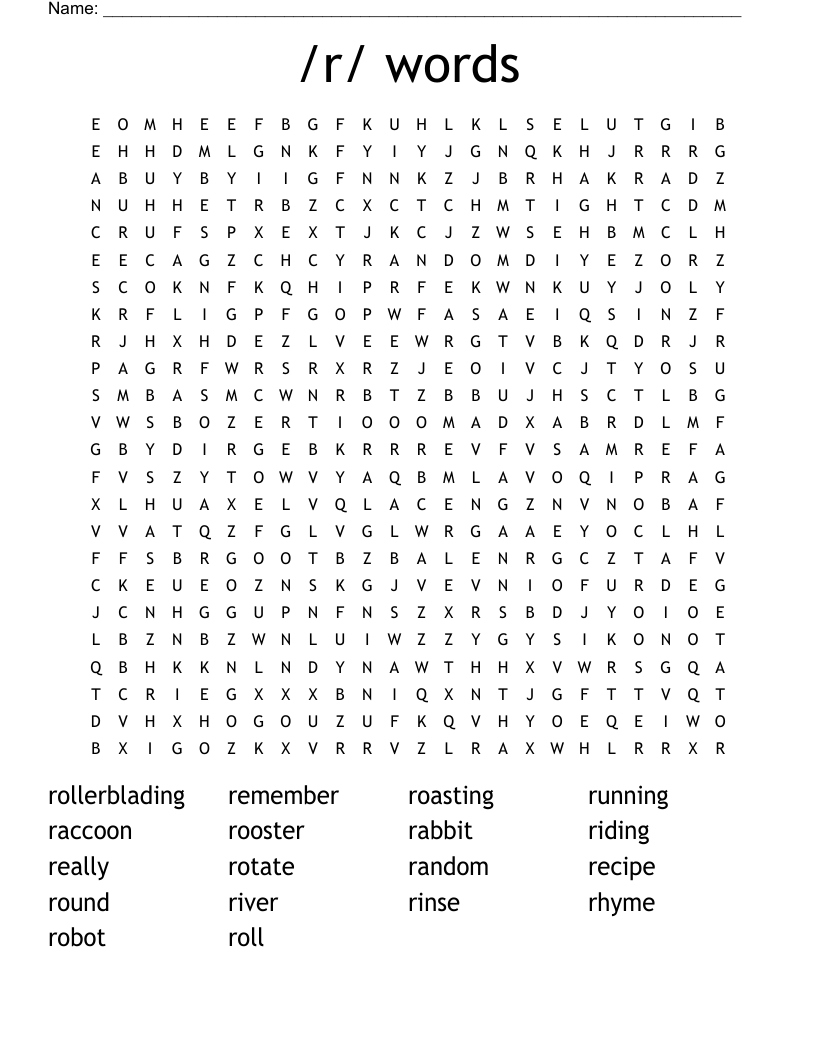 /r/ words Word Search