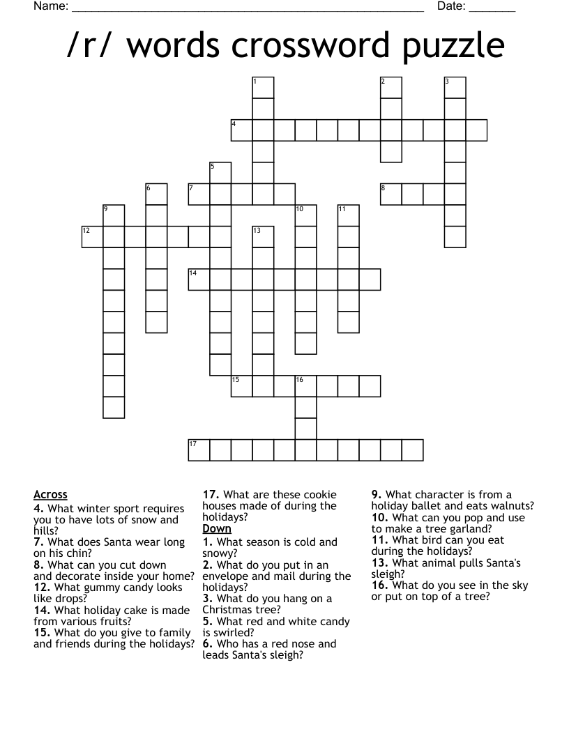 /r/ words crossword puzzle