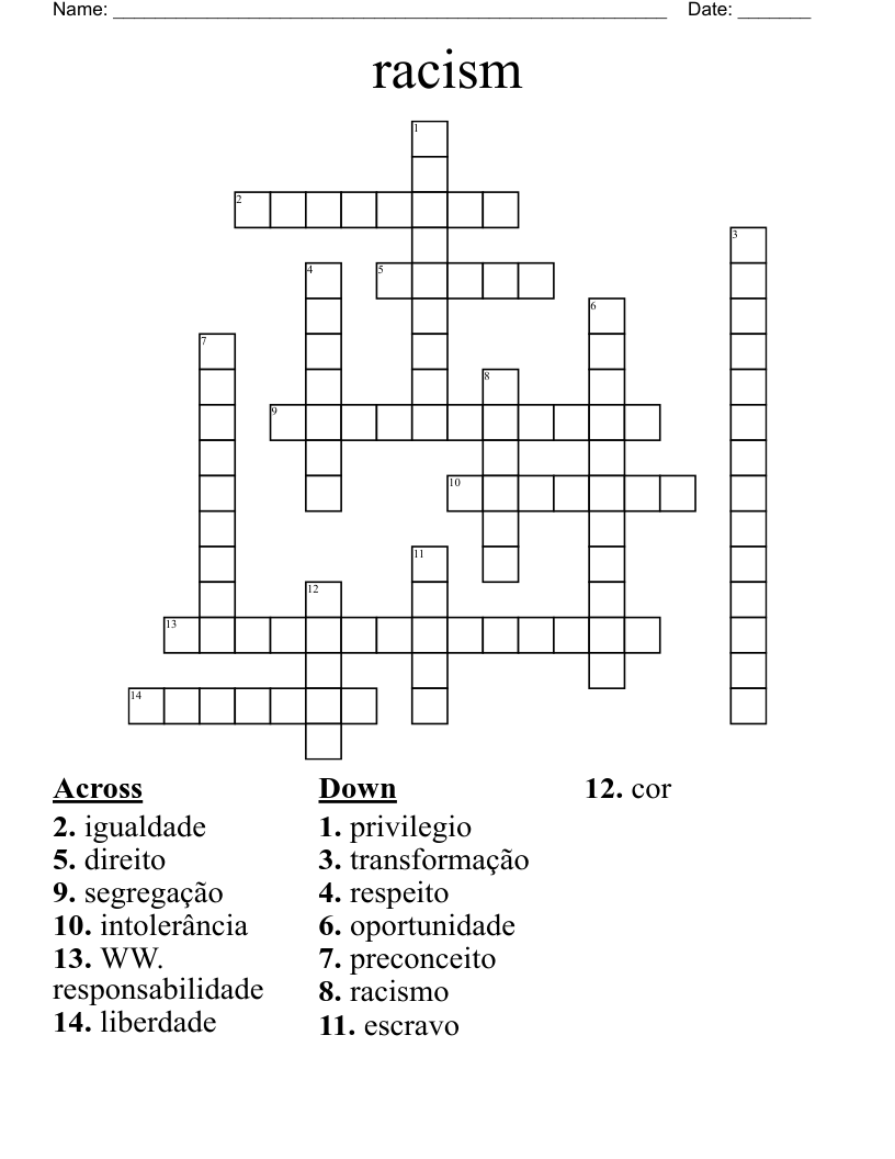 racism Crossword