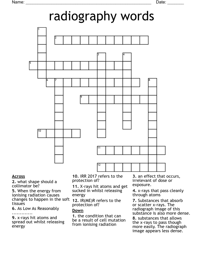 radiography words Crossword