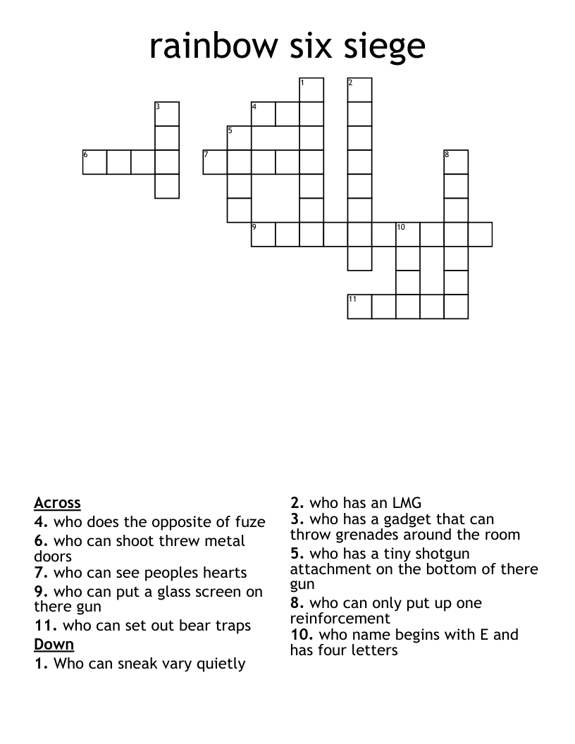 rainbow six siege Crossword