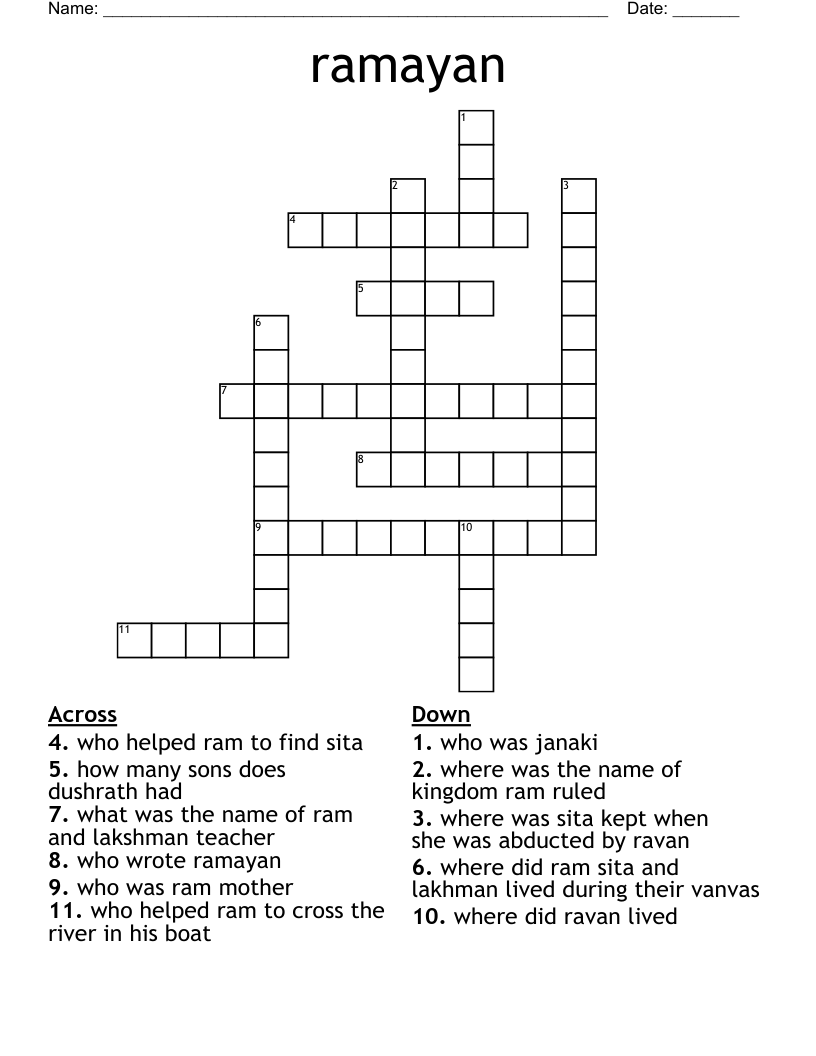 ramayan Crossword
