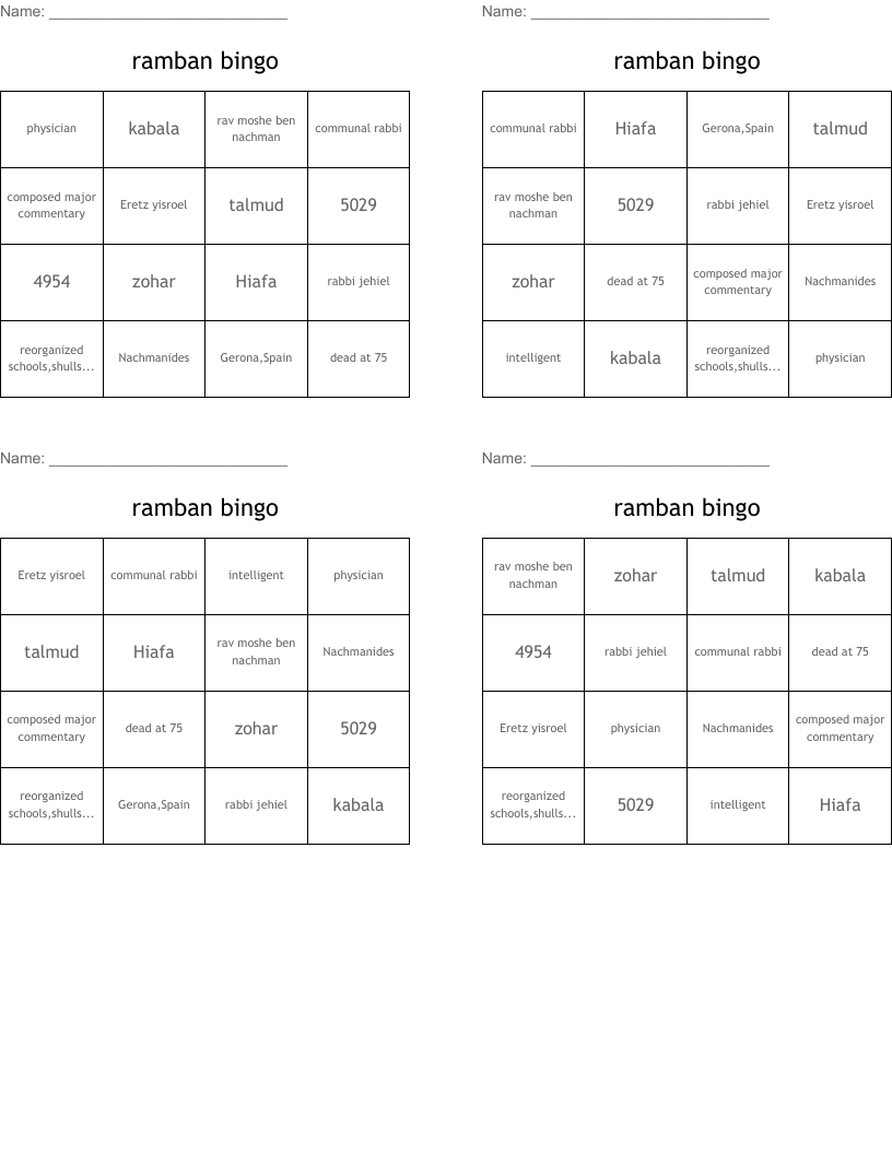 ramban bingo