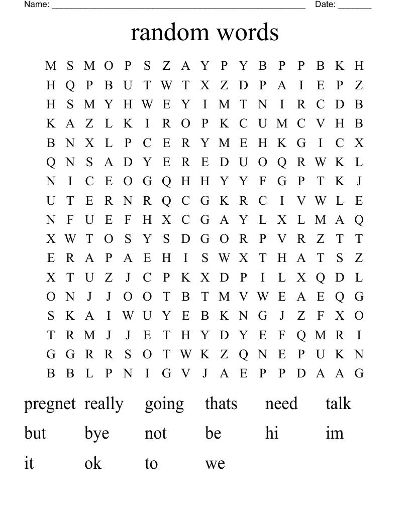 random words Word Search