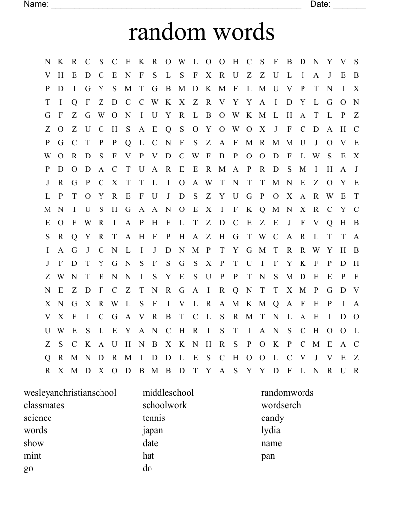 random words Word Search