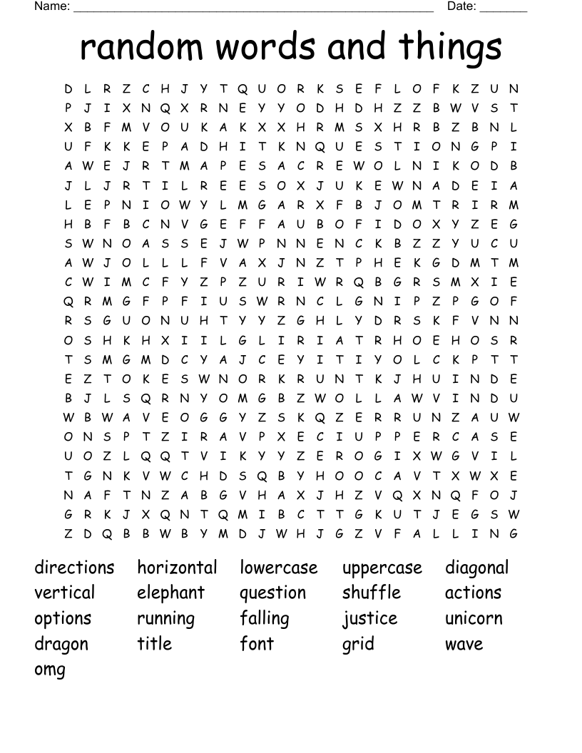 random words and things Word Search