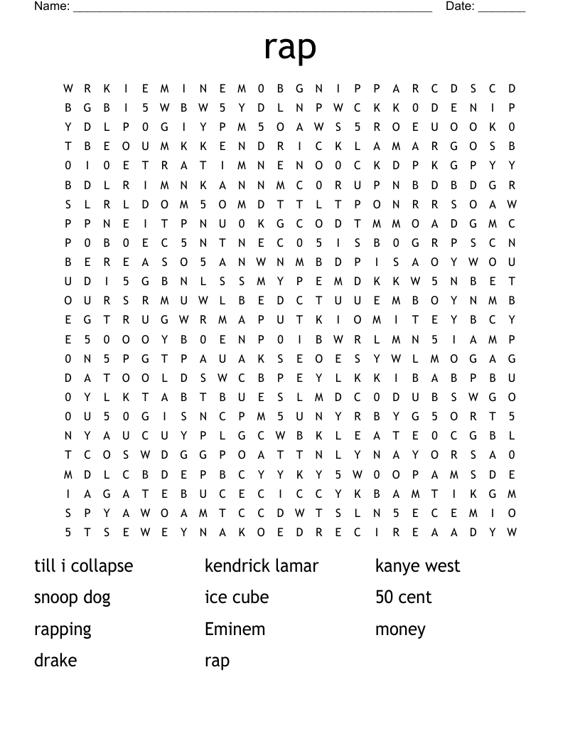 rap Word Search