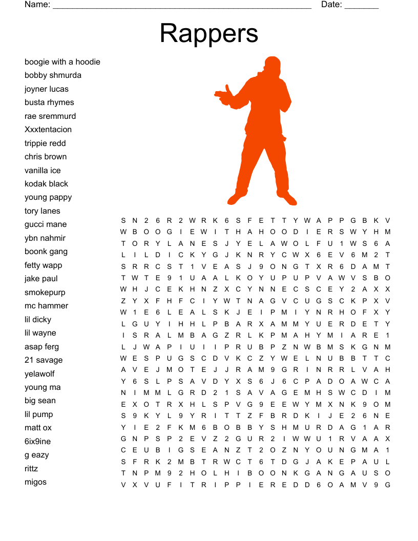 Rappers Word Search