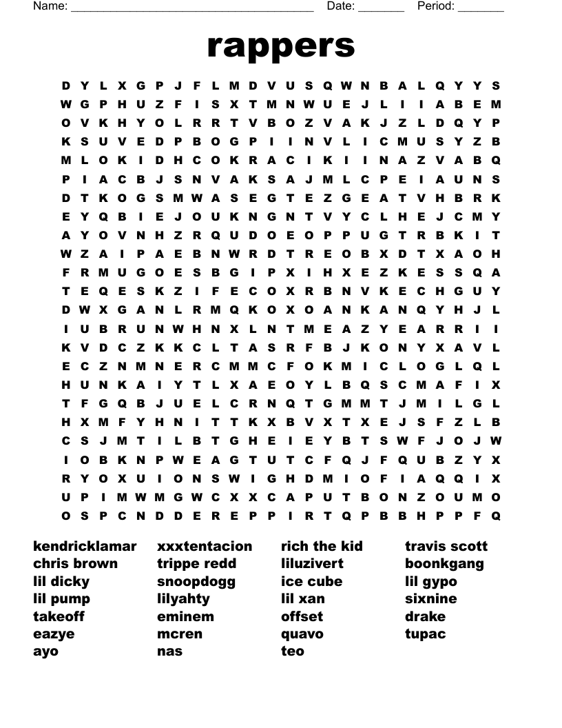 rappers Word Search