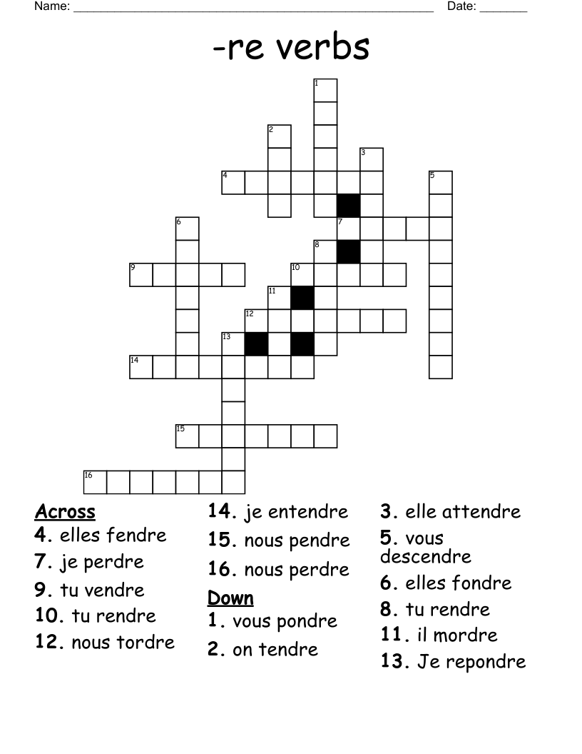 -re verbs Crossword