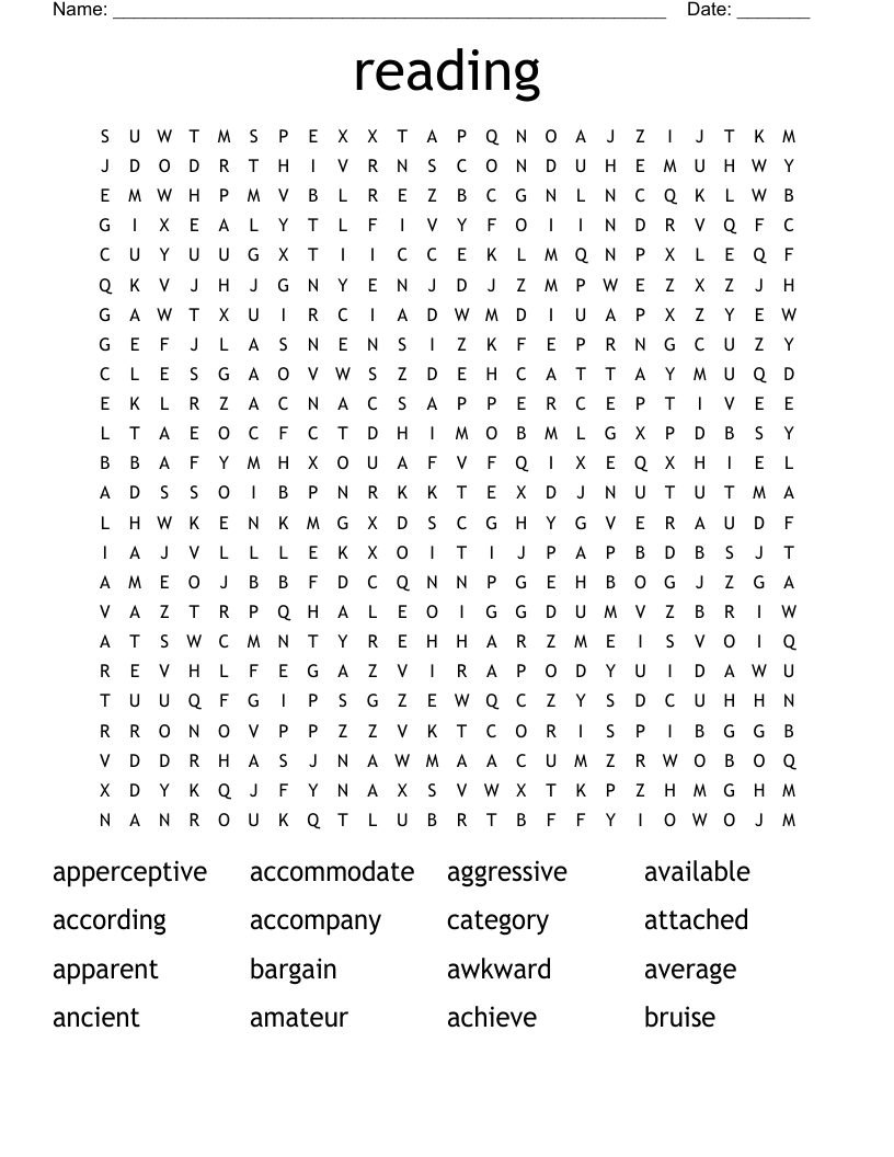 reading Word Search