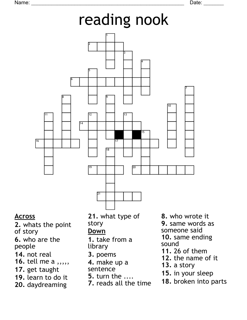 reading nook Crossword