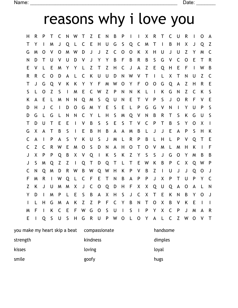 reasons why i love  you  Word Search