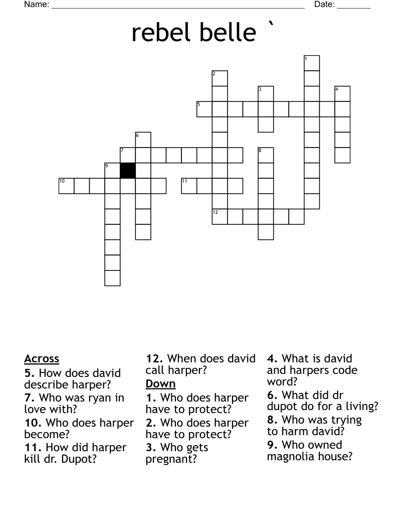 rebel belle ` Crossword
