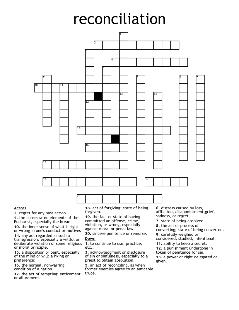 reconciliation Crossword