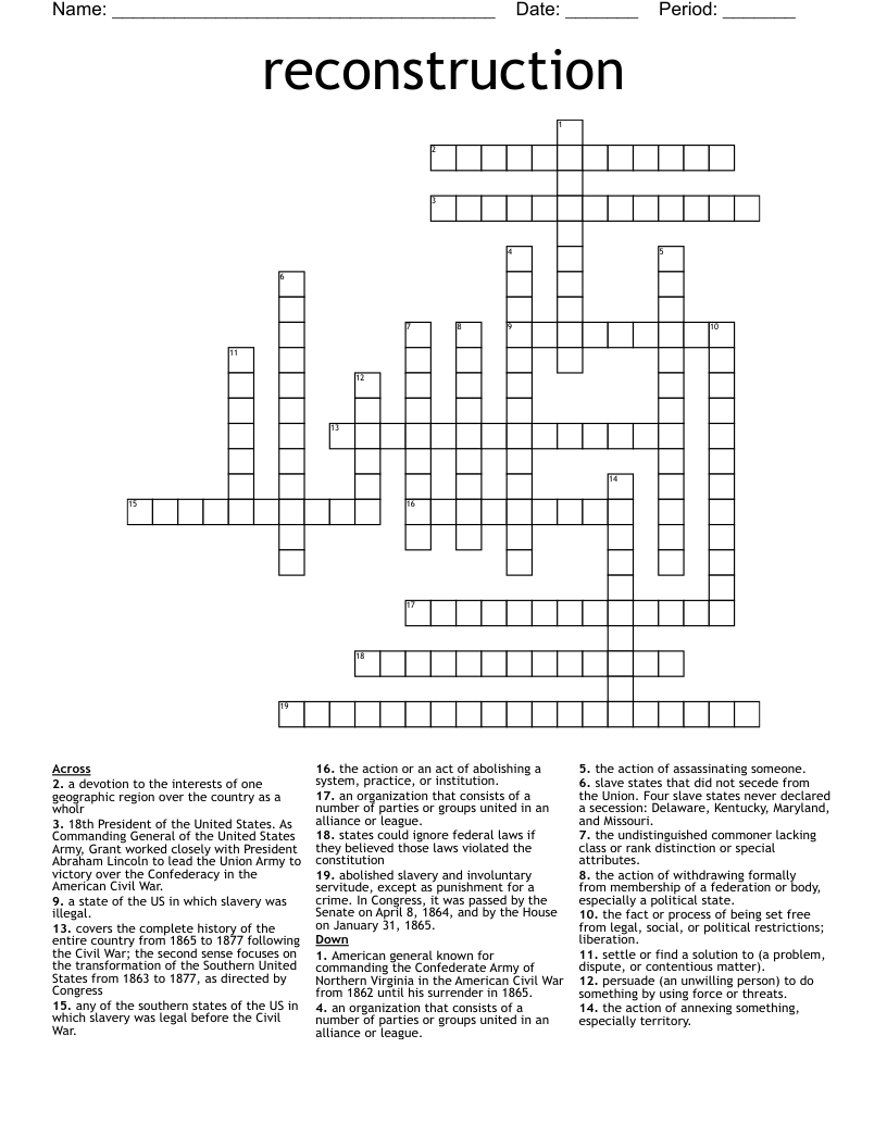 reconstruction  Crossword