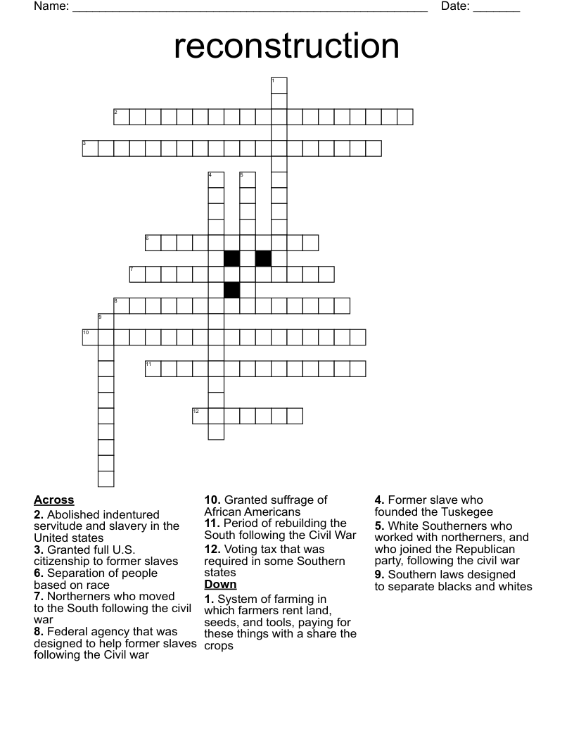 reconstruction  Crossword