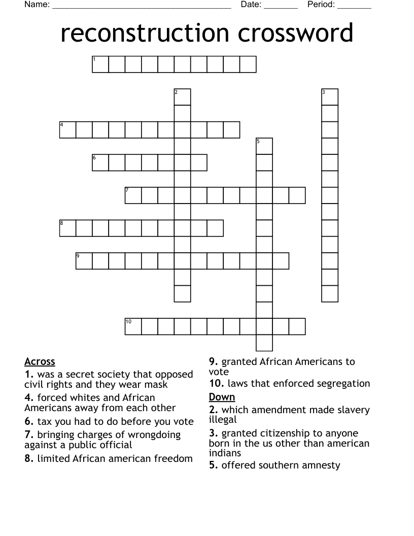 reconstruction crossword