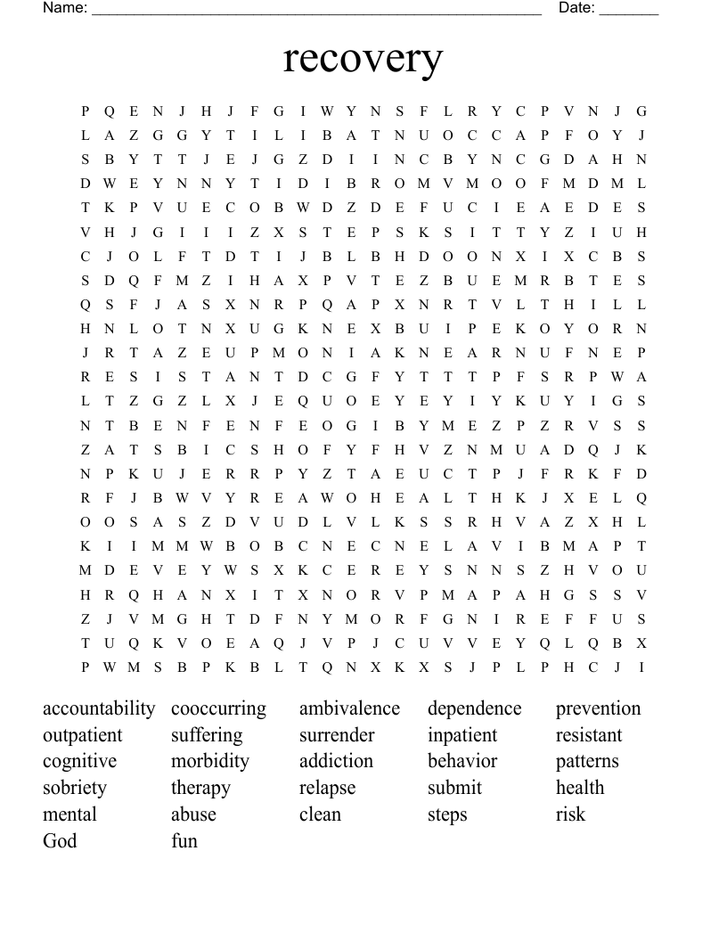 recovery Word Search