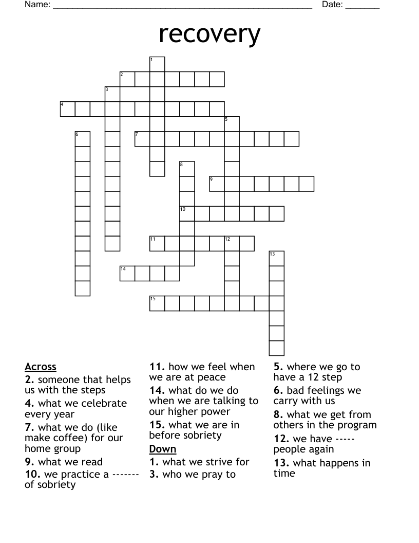 recovery Crossword