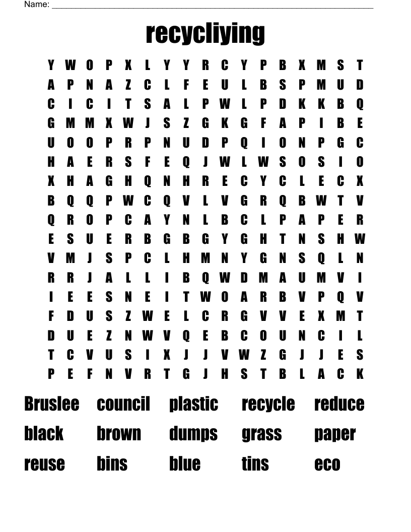 recycliying Word Search