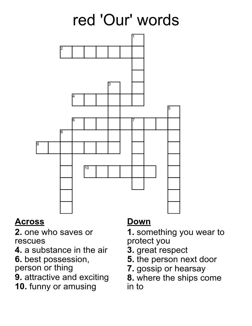 red 'Our' words Crossword