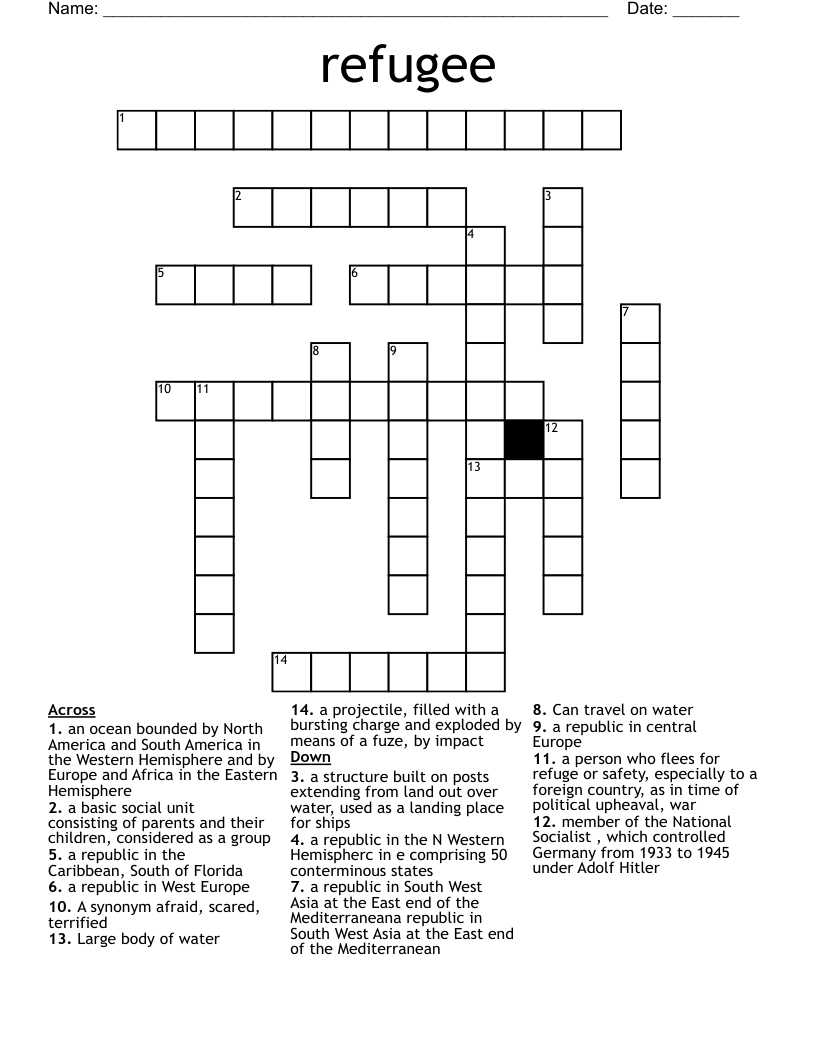 refugee Crossword