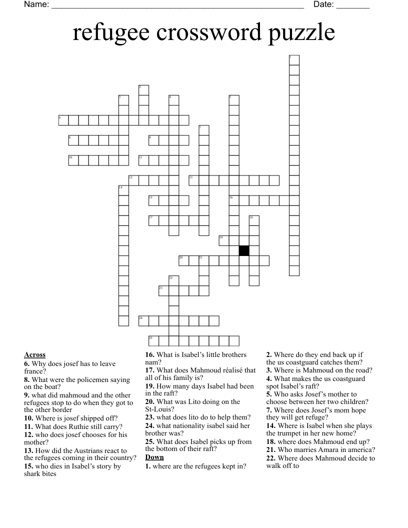 refugee crossword puzzle