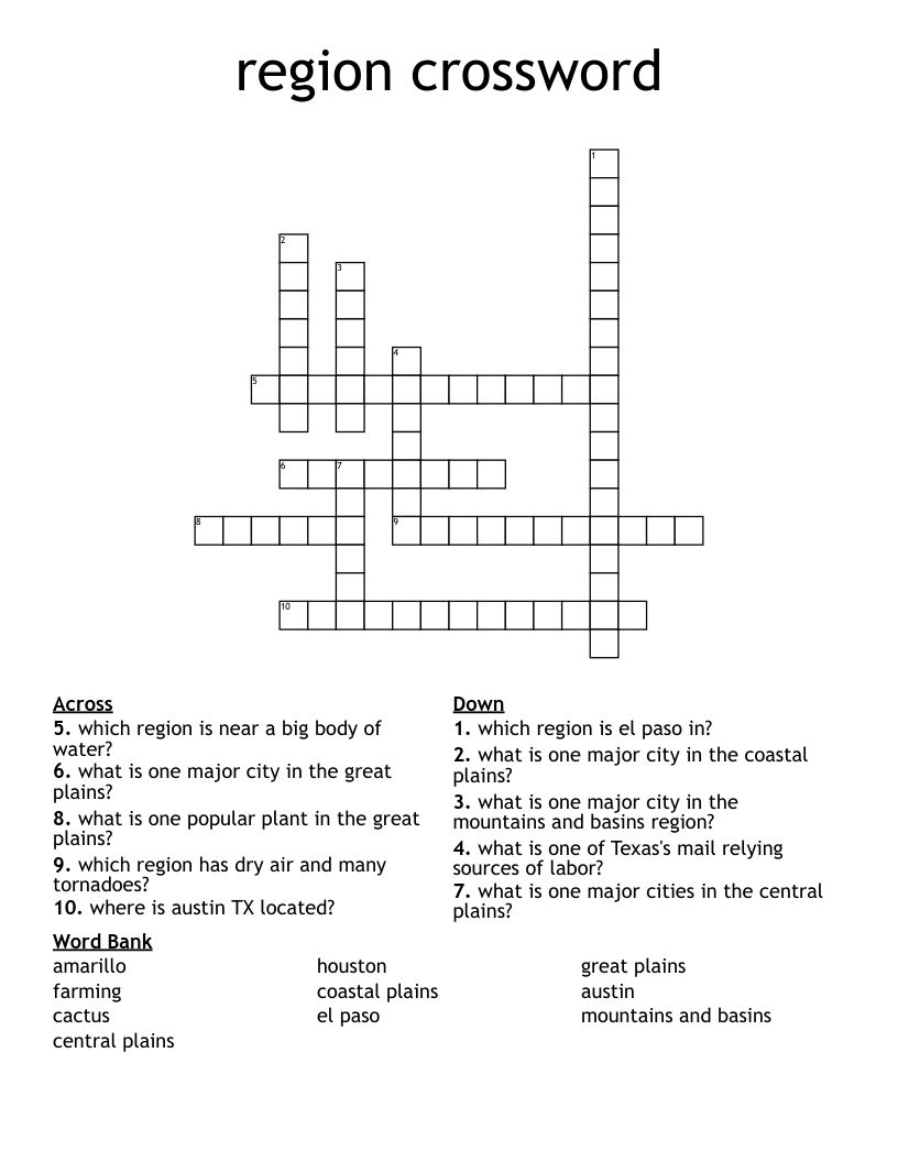 region crossword